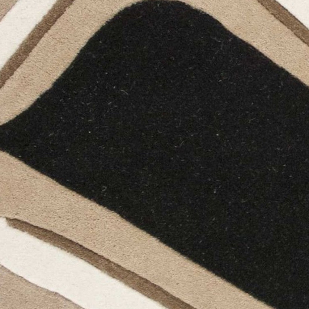 2' X 4' Black And Beige Wool Abstract Hand Tufted Area Rug - Home & Garden