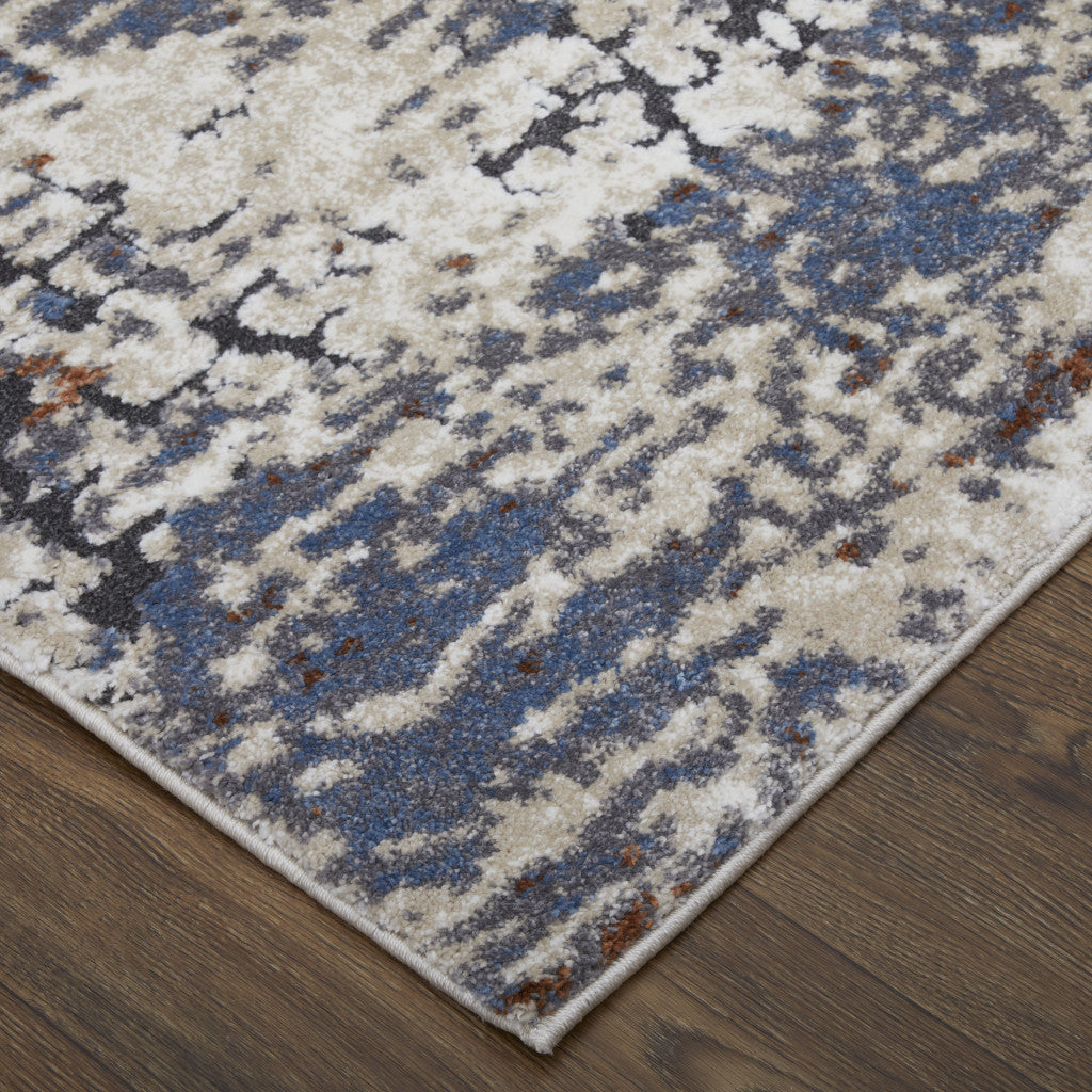 5' X 8' Gray Blue and Ivory Abstract Power Loom Area Rug - Home & Garden