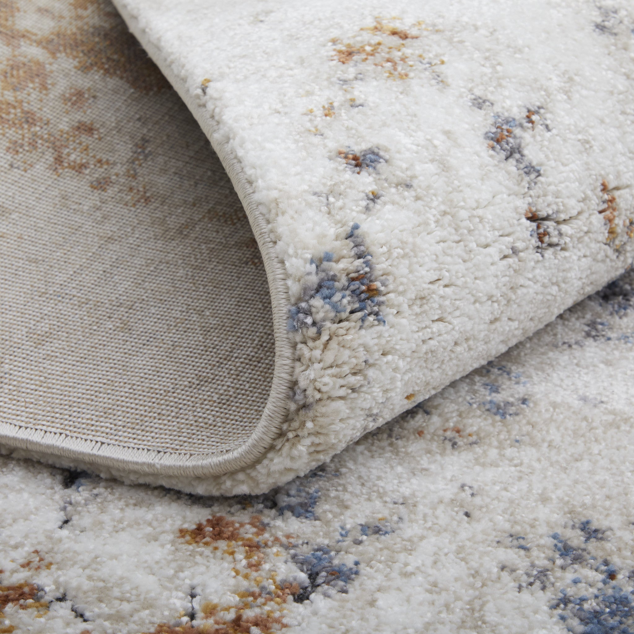 5' X 8' Ivory Blue and Brown Abstract Power Loom Area Rug - Home & Garden
