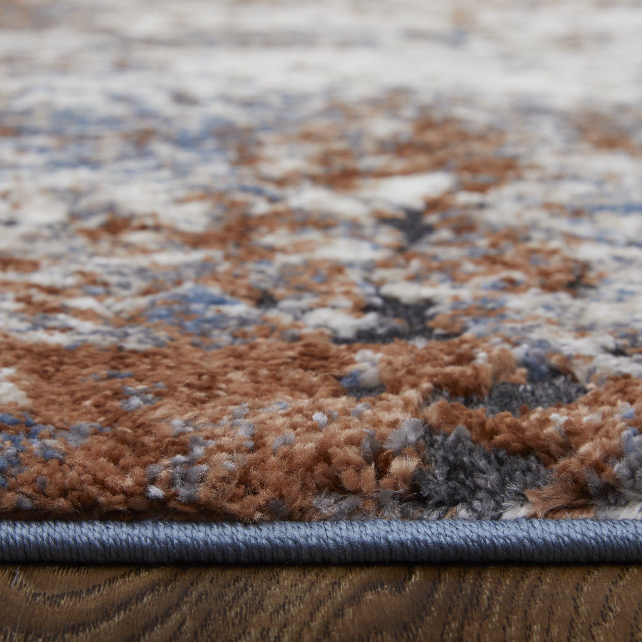 10' X 14' Blue Gray and Brown Abstract Power Loom Worn Faded Area Rug - Home & Garden