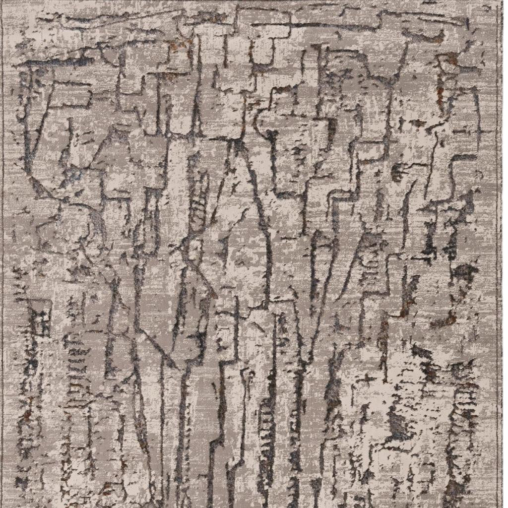 6' X 9' Gray And Black Abstract Distressed Area Rug - Home & Garden