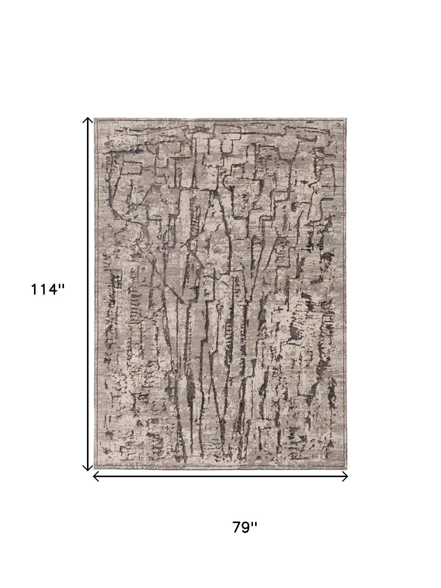 6' X 9' Gray And Black Abstract Distressed Area Rug - Home & Garden