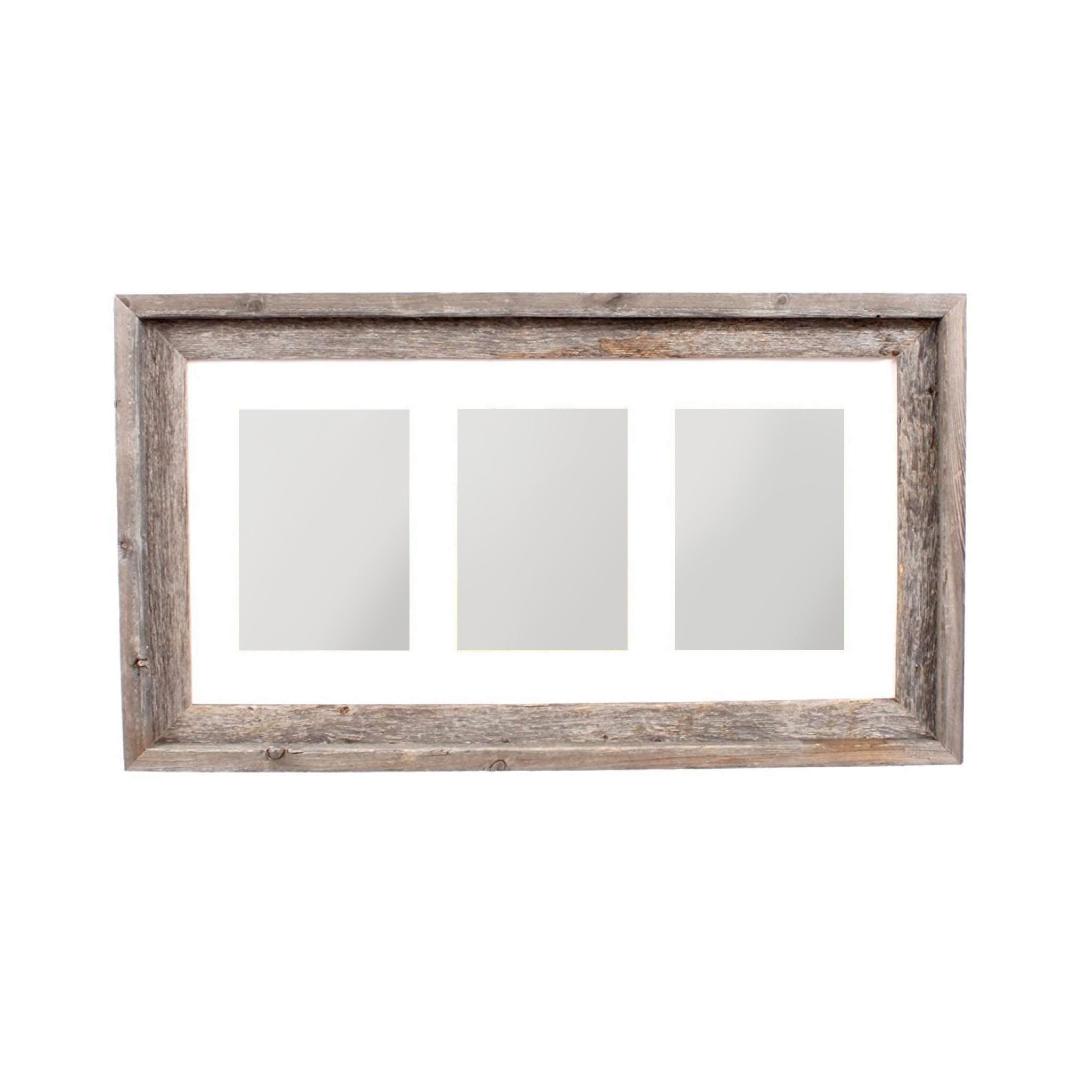 5" x 7" Gray Distressed Reclaimed Wood Hanging Picture Frame with Mat - Home & Garden