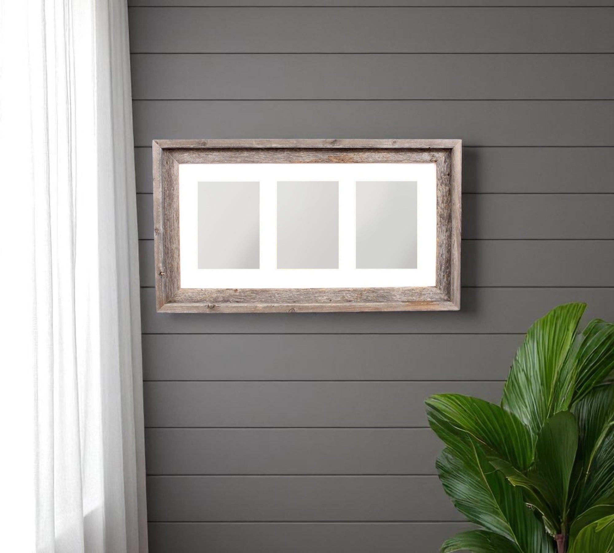 5" x 7" Gray Distressed Reclaimed Wood Hanging Picture Frame with Mat - Home & Garden