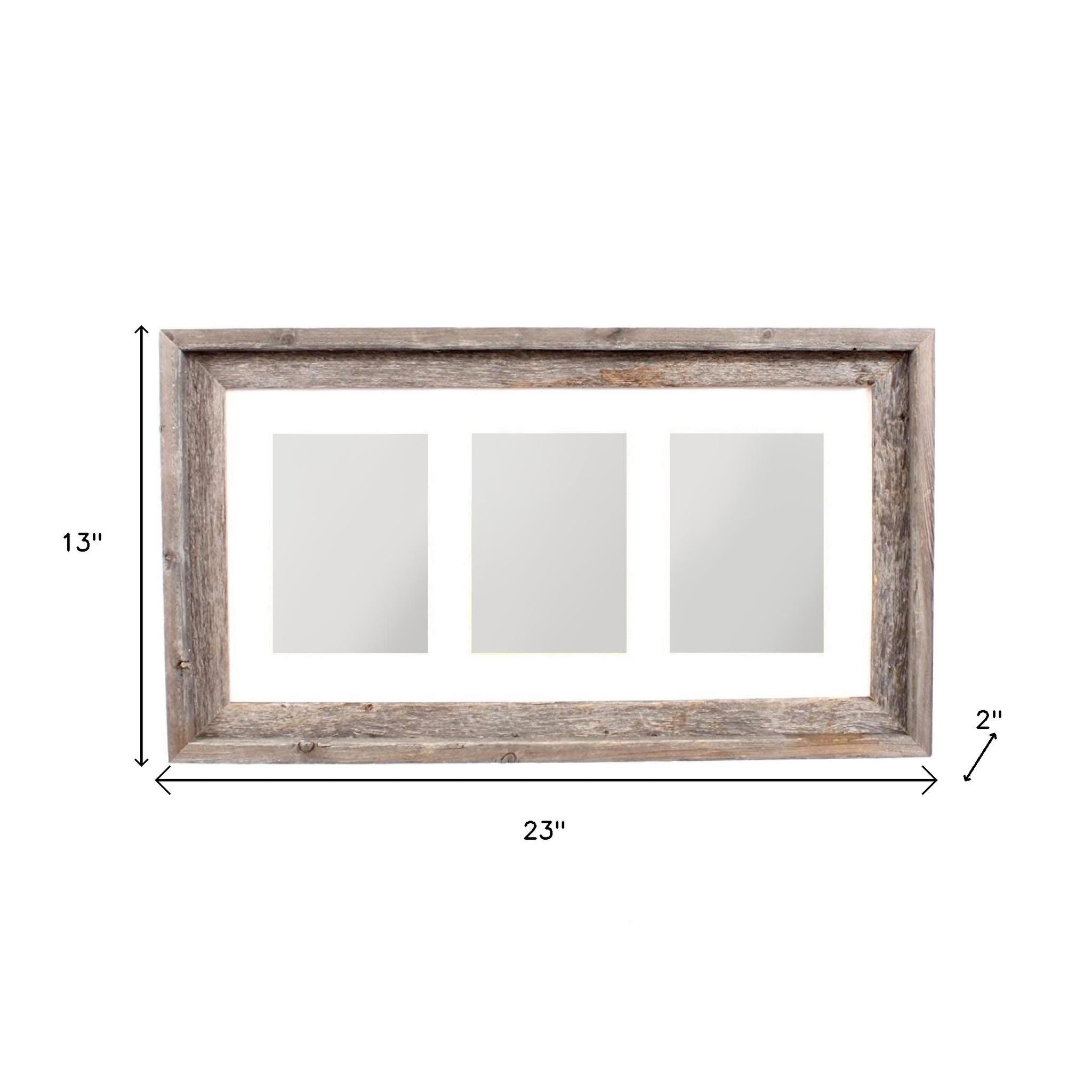 5" x 7" Gray Distressed Reclaimed Wood Hanging Picture Frame with Mat - Home & Garden