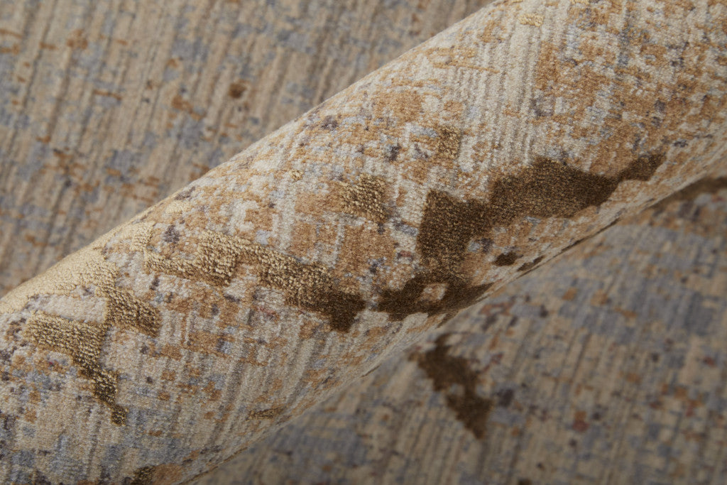 2' X 3' Tan Brown and Taupe Abstract Power Loom Area Rug - Home & Garden