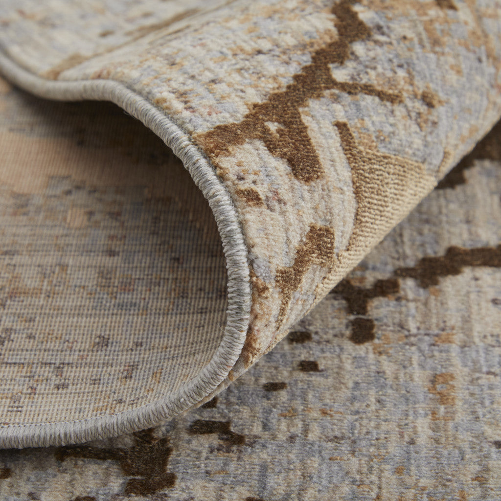 2' X 3' Tan Brown and Taupe Abstract Power Loom Area Rug - Home & Garden