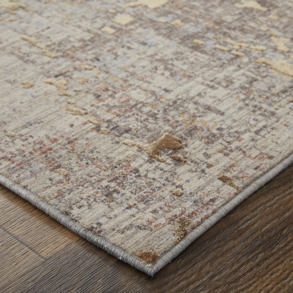 2' X 3' Tan Brown and Taupe Abstract Power Loom Area Rug - Home & Garden