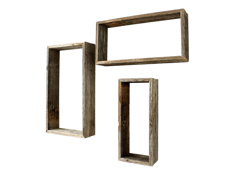 Set of Three Gray Wood Hanging Dimensional Sculpture - Home Decor