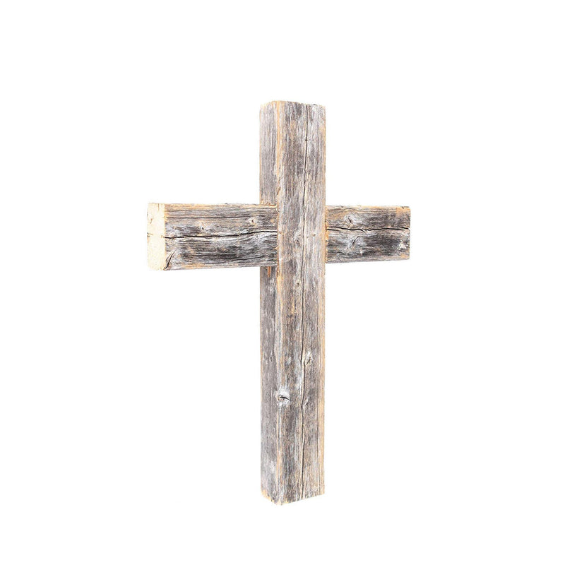 16" X 11" Gray Wood Cross Hanging Dimensional Sculpture - Home Decor