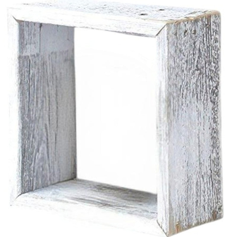 Set Of 3 Square Rustic White Wash Wood Open Box Shelve - Home Decor