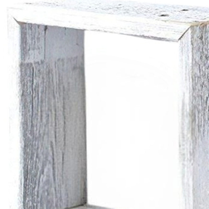 Set Of 3 Square Rustic White Wash Wood Open Box Shelve - Home Decor