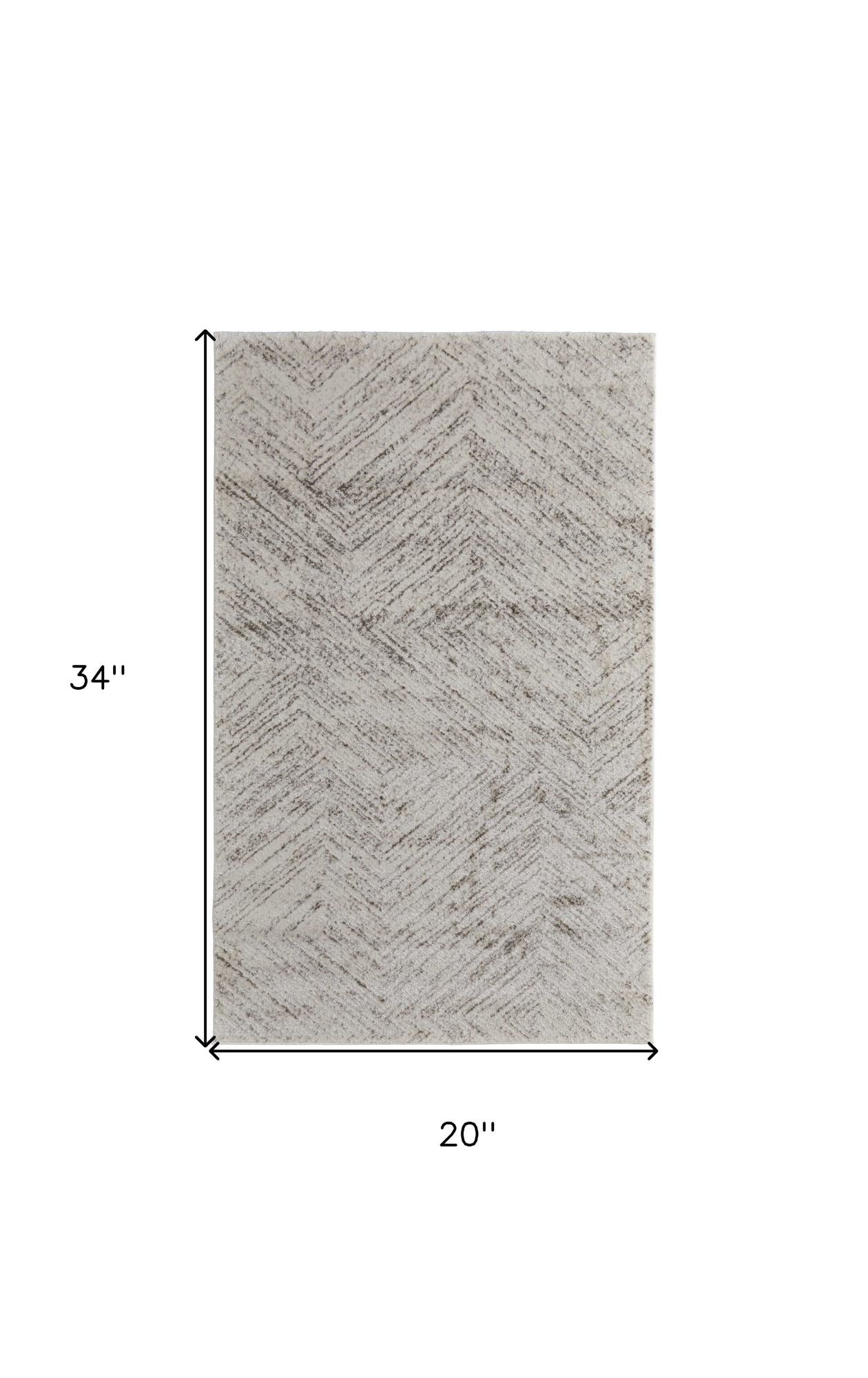 2' X 3' Ivory and Brown Geometric Power Loom Area Rug - Home & Garden