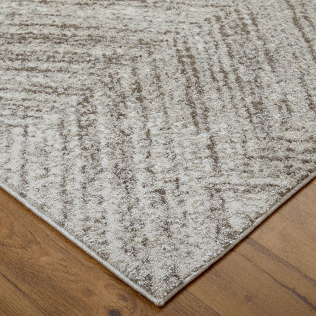 2' X 3' Ivory and Brown Geometric Power Loom Area Rug - Home & Garden