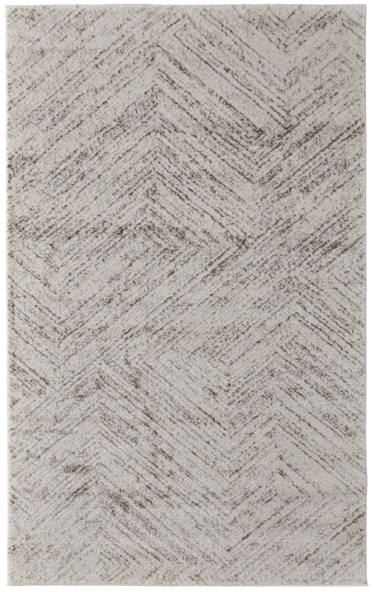 2' X 3' Ivory and Brown Geometric Power Loom Area Rug - Home & Garden