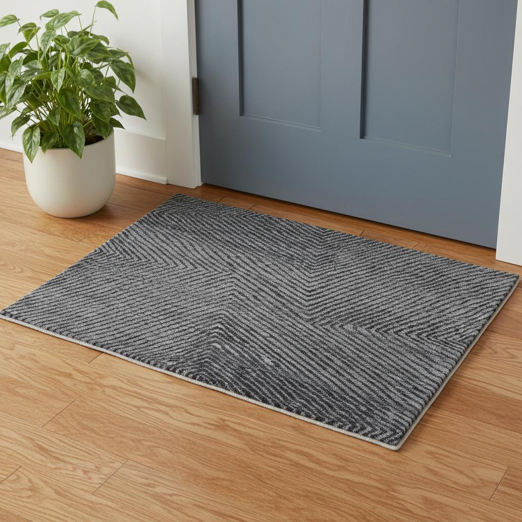 2' X 3' Gray Wool Abstract Hand Knotted Area Rug - Home & Garden