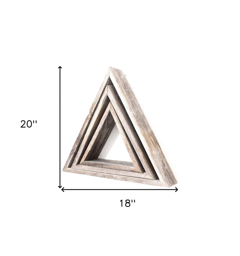 Set of Three Gray Wood Square Hanging Dimensional Sculpture - Home Decor