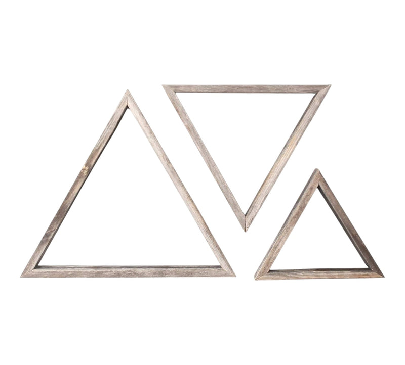 Set of Three Gray Wood Square Hanging Dimensional Sculpture - Home Decor