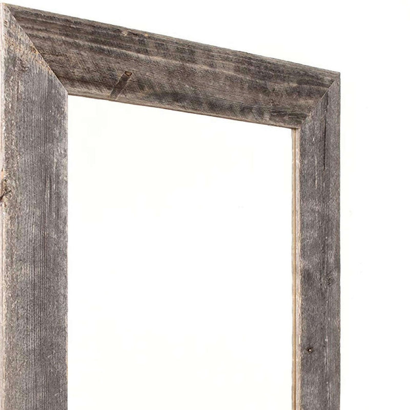 Rustic Weathered Gray Reclaimed Wood Plank Mirror With Shelf - Home Decor