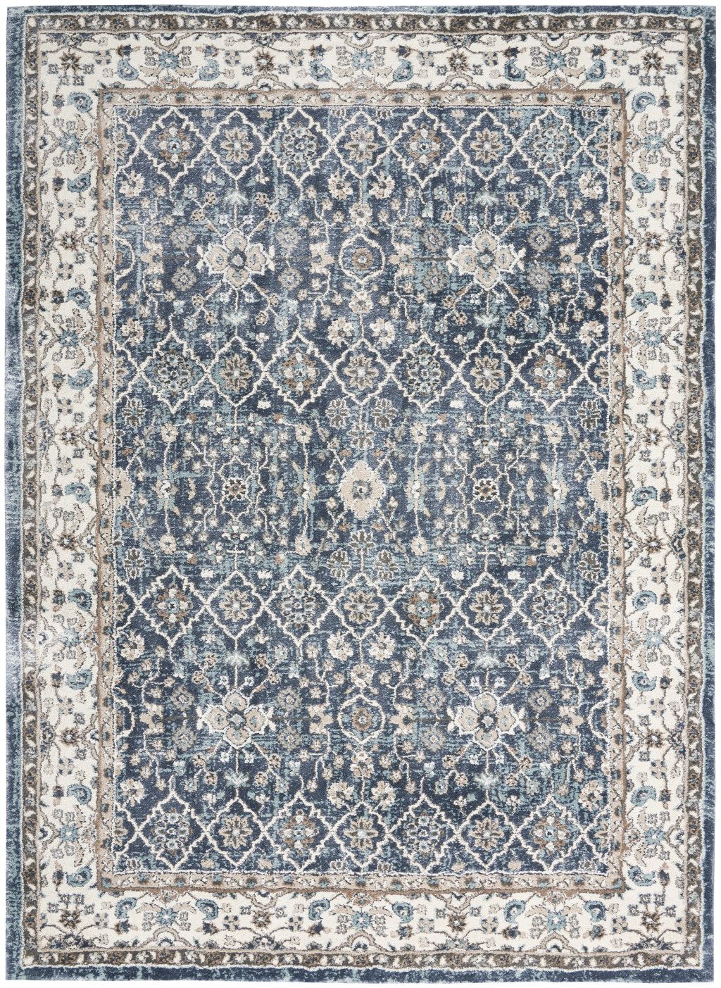4' X 6' Blue Floral Power Loom Area Rug - Home & Garden