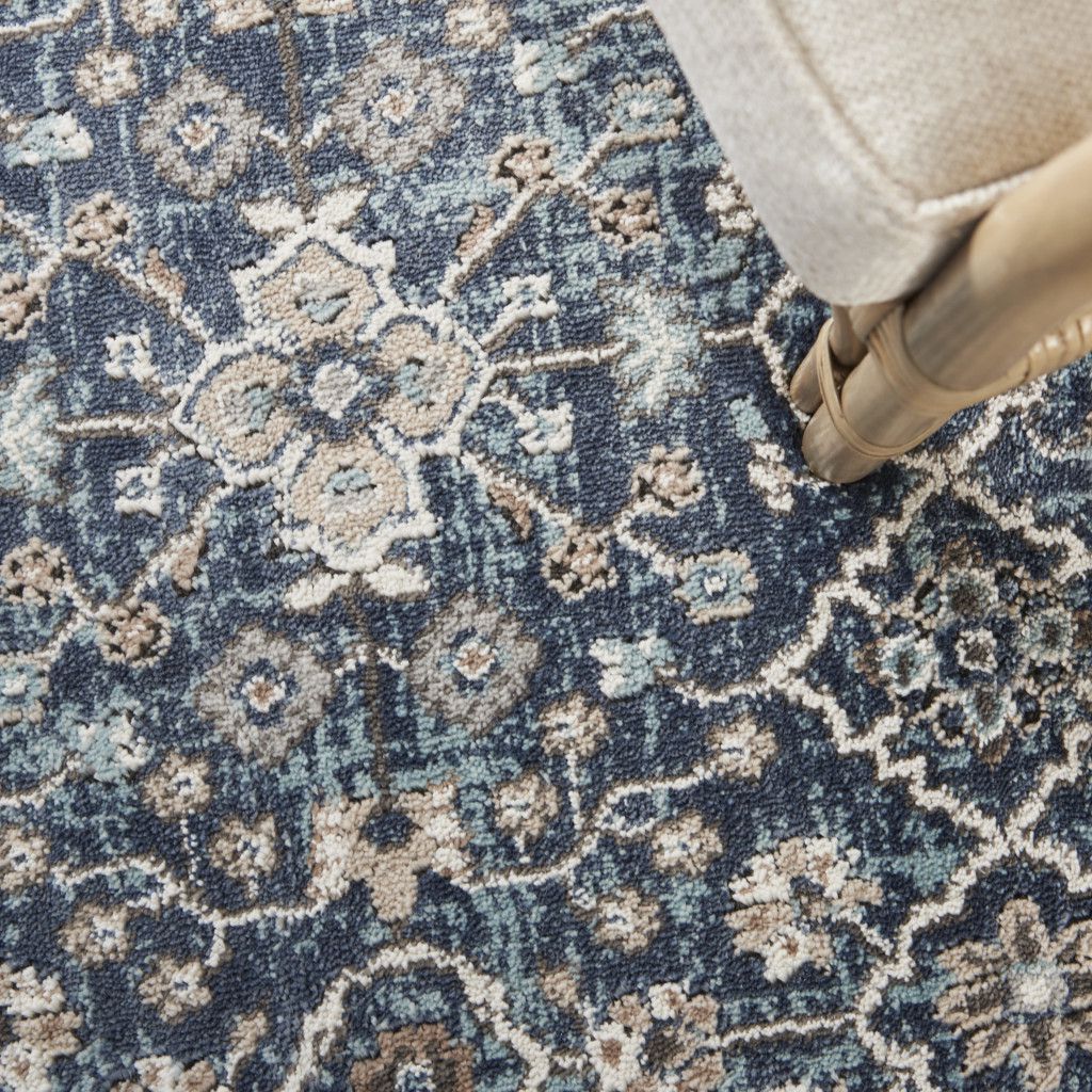 4' X 6' Blue Floral Power Loom Area Rug - Home & Garden