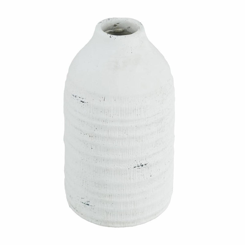 12" White Stoneware Round Jug Vase - Home & Garden
