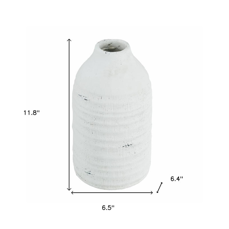 12" White Stoneware Round Jug Vase - Home & Garden
