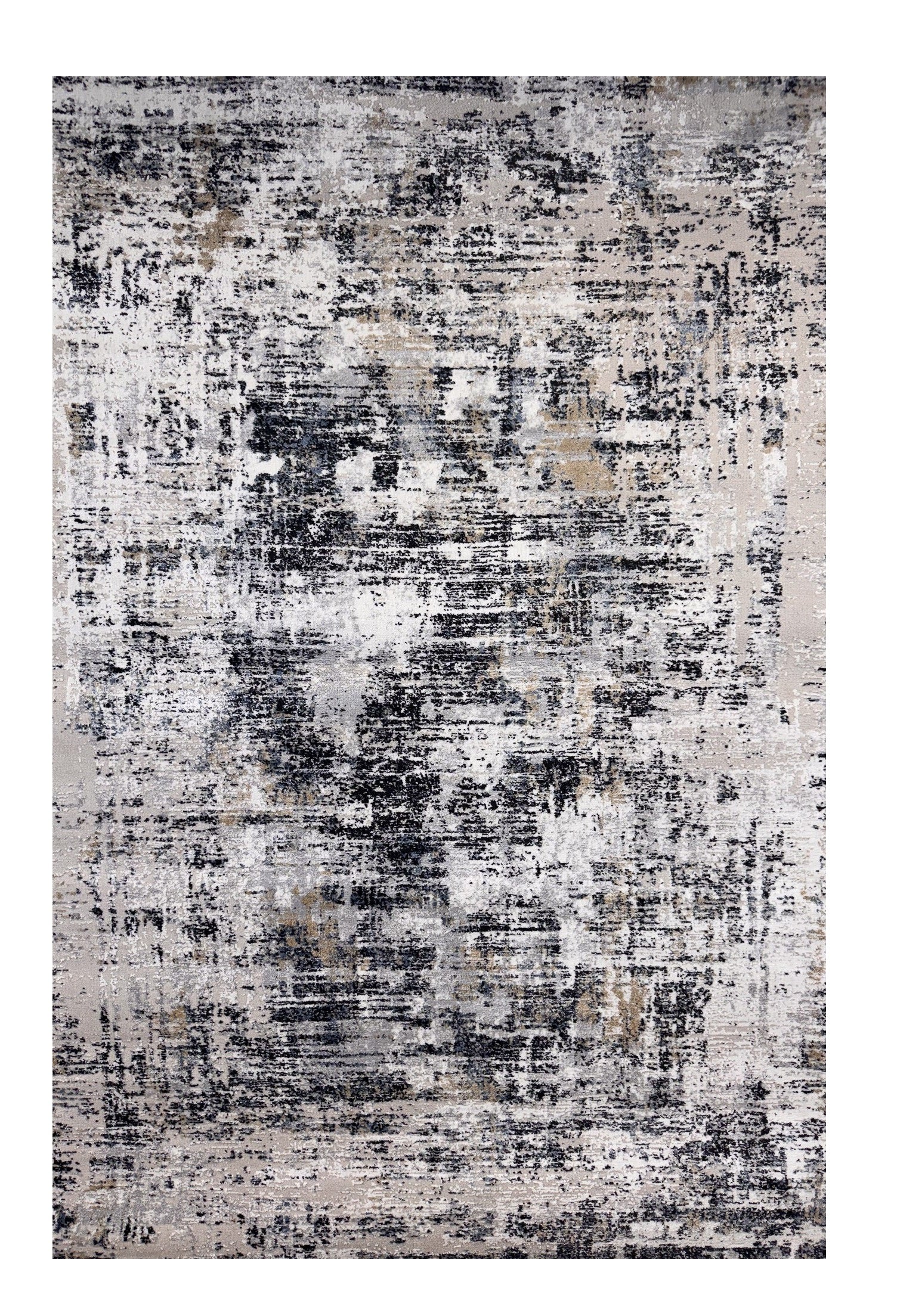 5' X 8' Beige Gray and White Abstract Area Rug - Home & Garden