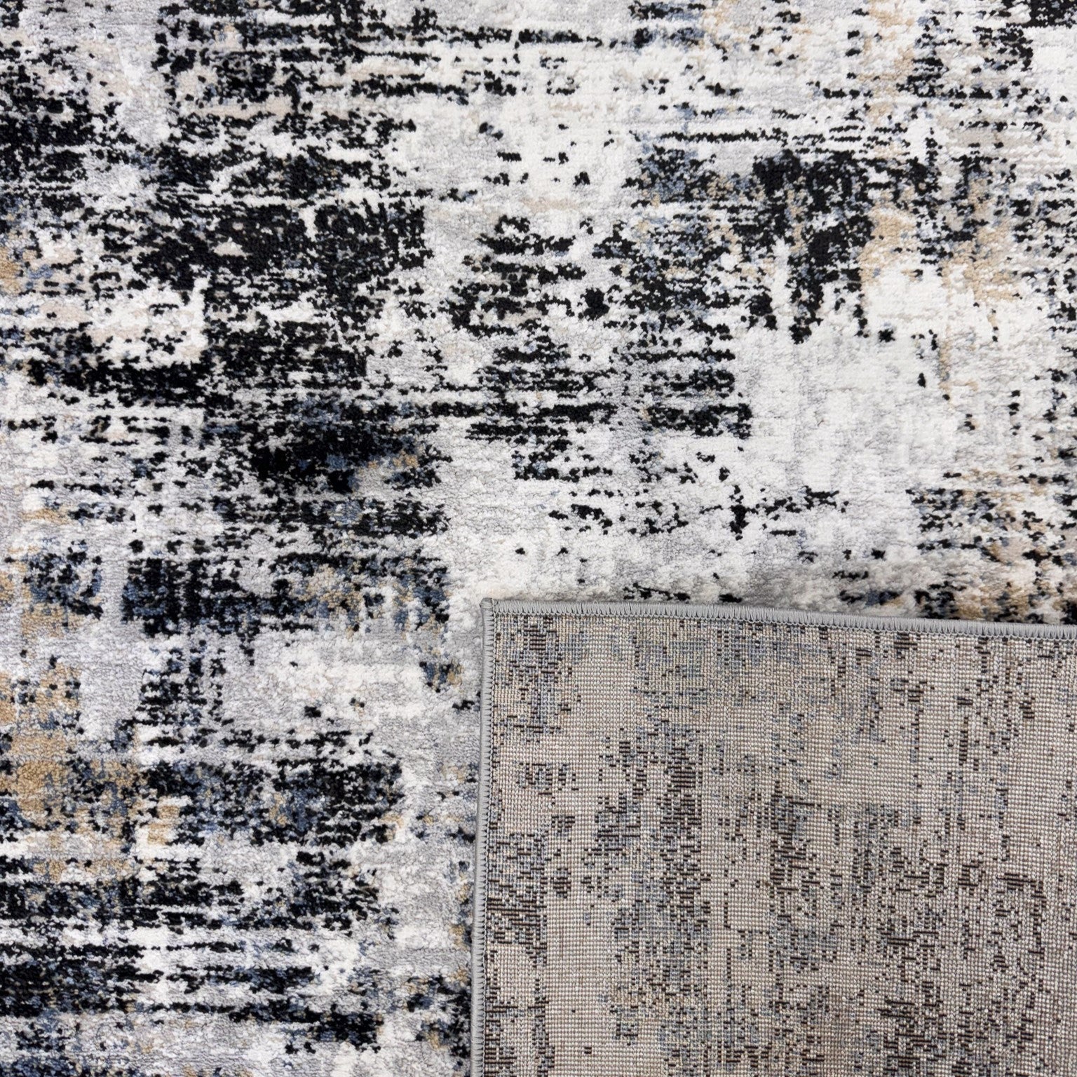 5' X 8' Beige Gray and White Abstract Area Rug - Home & Garden