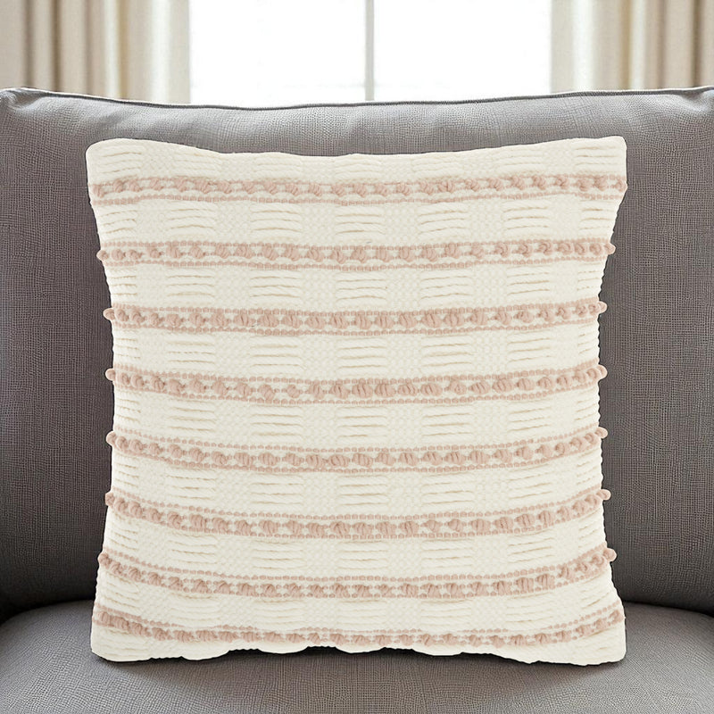 18" Blush Cotton Blend Throw Pillow - Home Decor