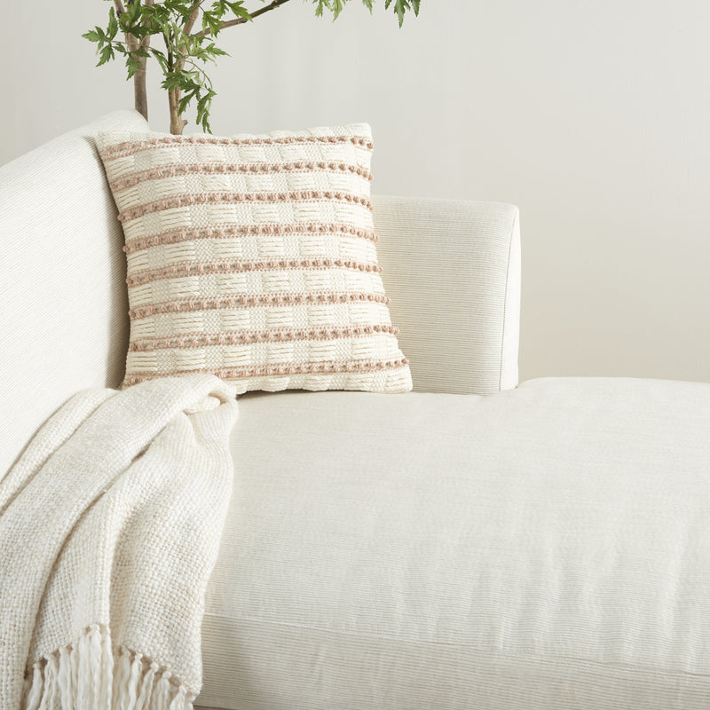 18" Blush Cotton Blend Throw Pillow - Home Decor