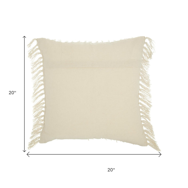 Tassel Detailed White Throw Pillow - Home Decor