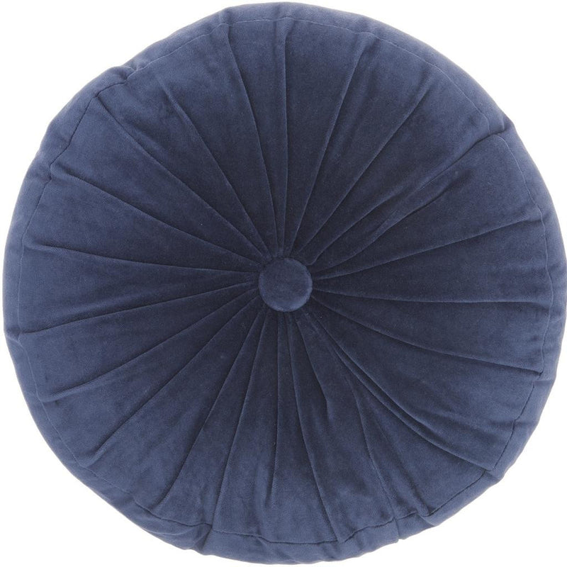 16" X 16" Dark Blue Round Velvet Throw Pillow - Home Decor