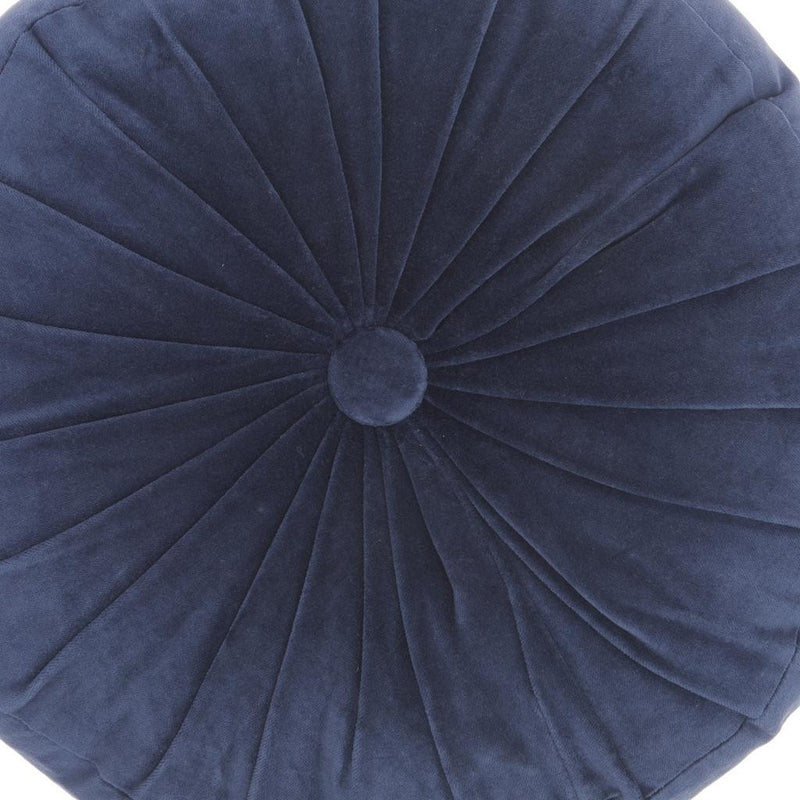 16" X 16" Dark Blue Round Velvet Throw Pillow - Home Decor