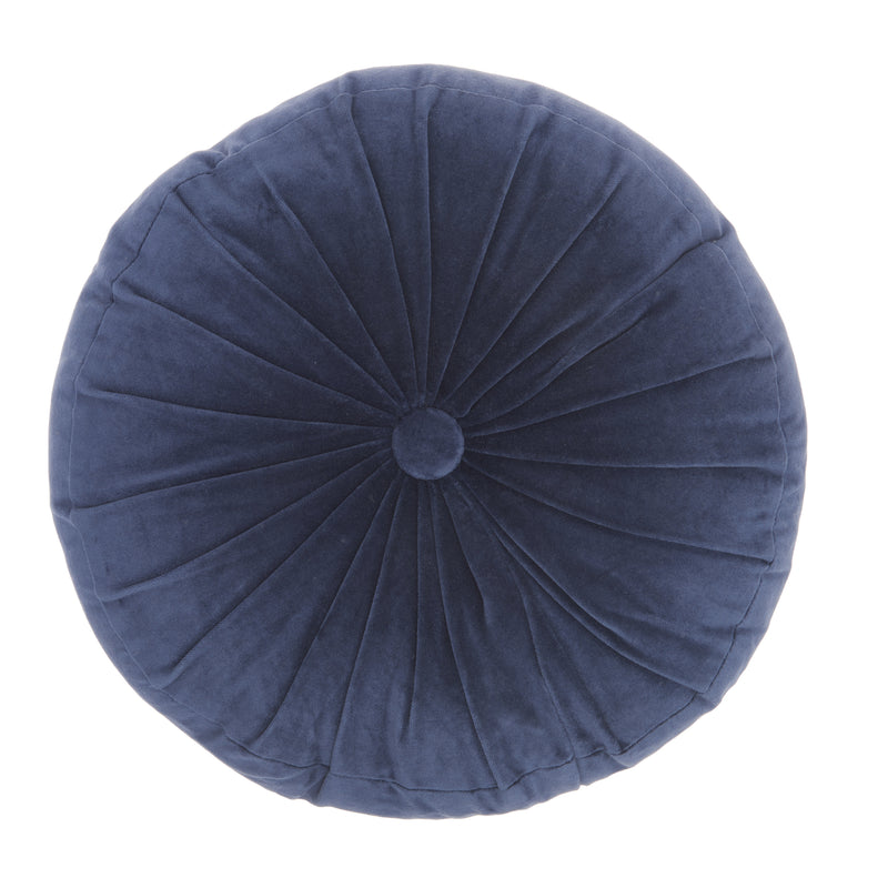 16" X 16" Dark Blue Round Velvet Throw Pillow - Home Decor