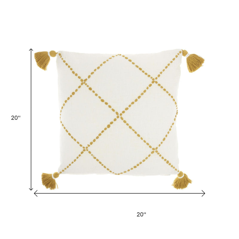Boho Mustard Cotton Accent Throw Pillow - Home Decor