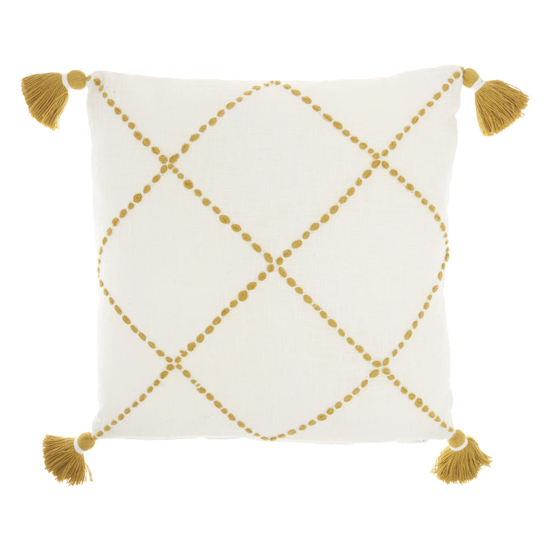Boho Mustard Cotton Accent Throw Pillow - Home Decor