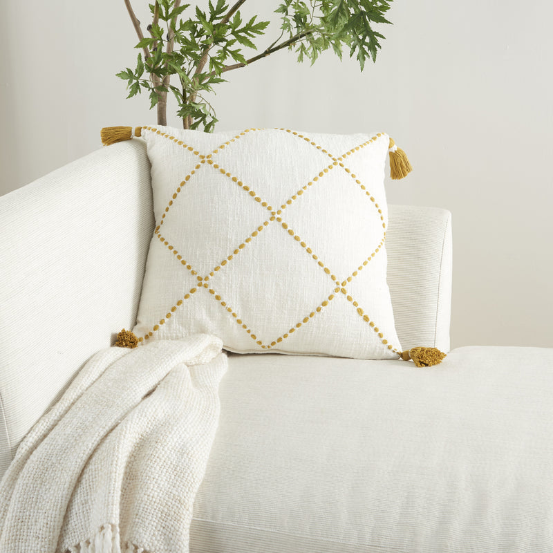 Boho Mustard Cotton Accent Throw Pillow - Home Decor
