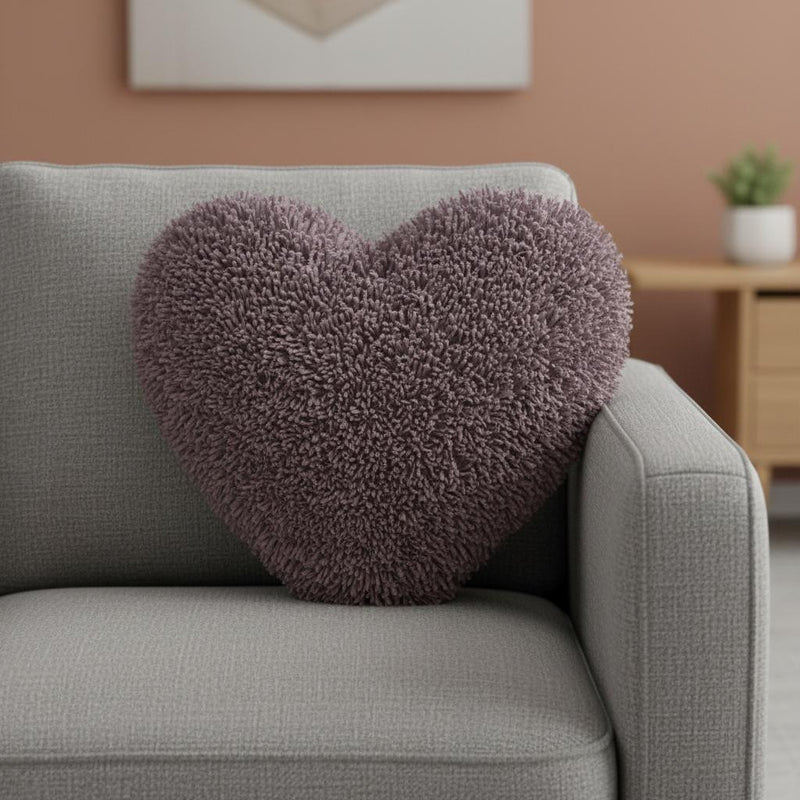 Heart Shaped Lavendar Shag Accent Pillow - Home Decor