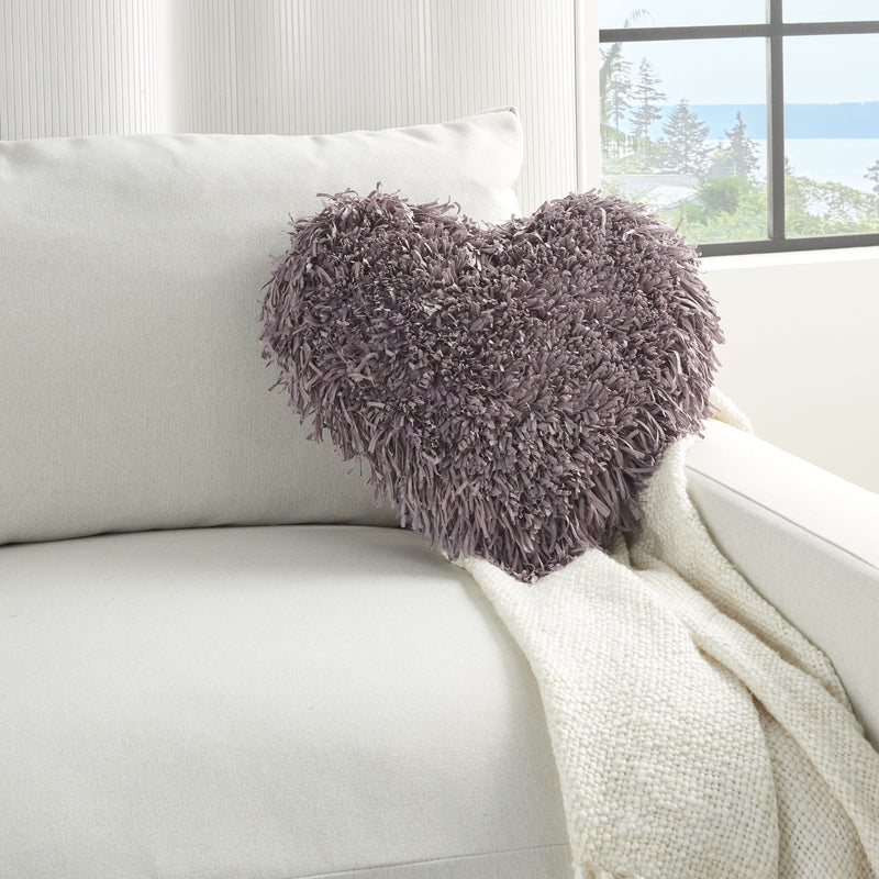 Heart Shaped Lavendar Shag Accent Pillow - Home Decor