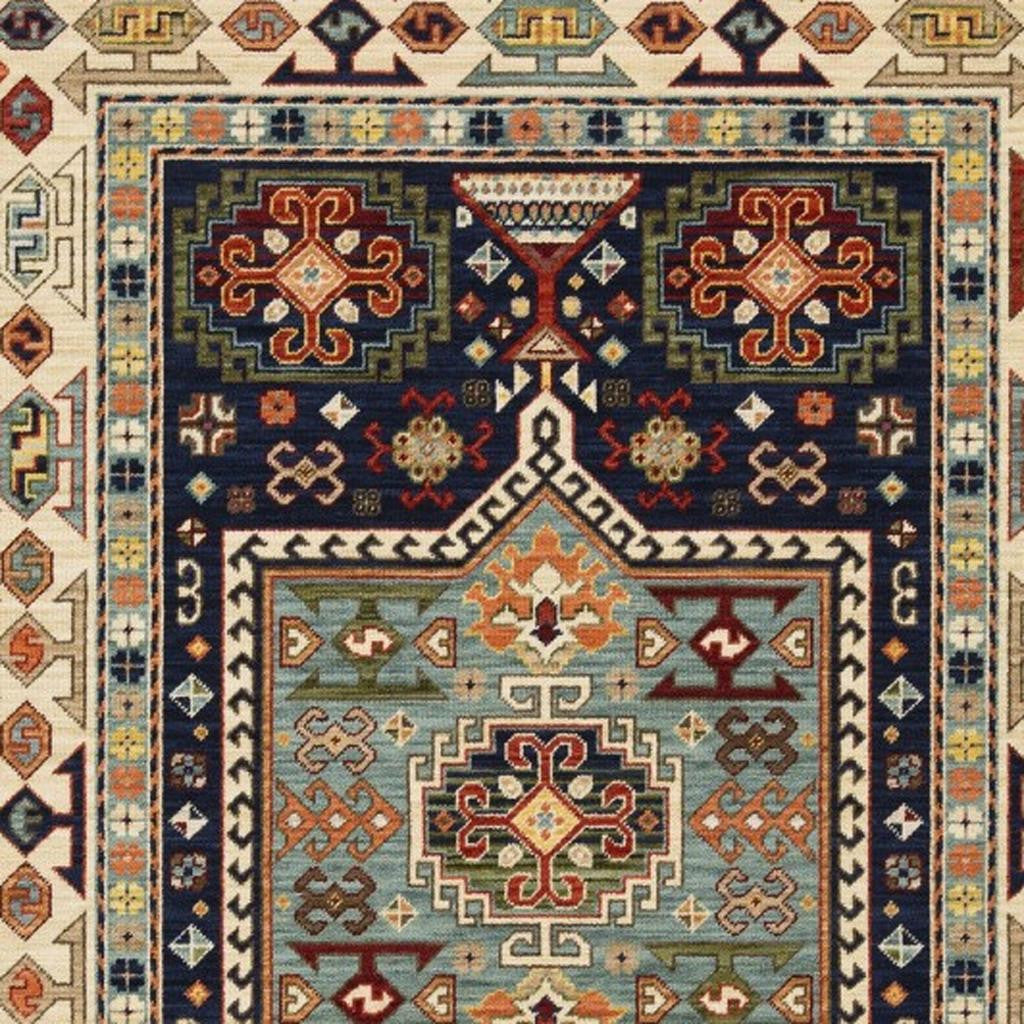 3' X 5' Blue And Ivory Medallion Area Rug - Home & Garden