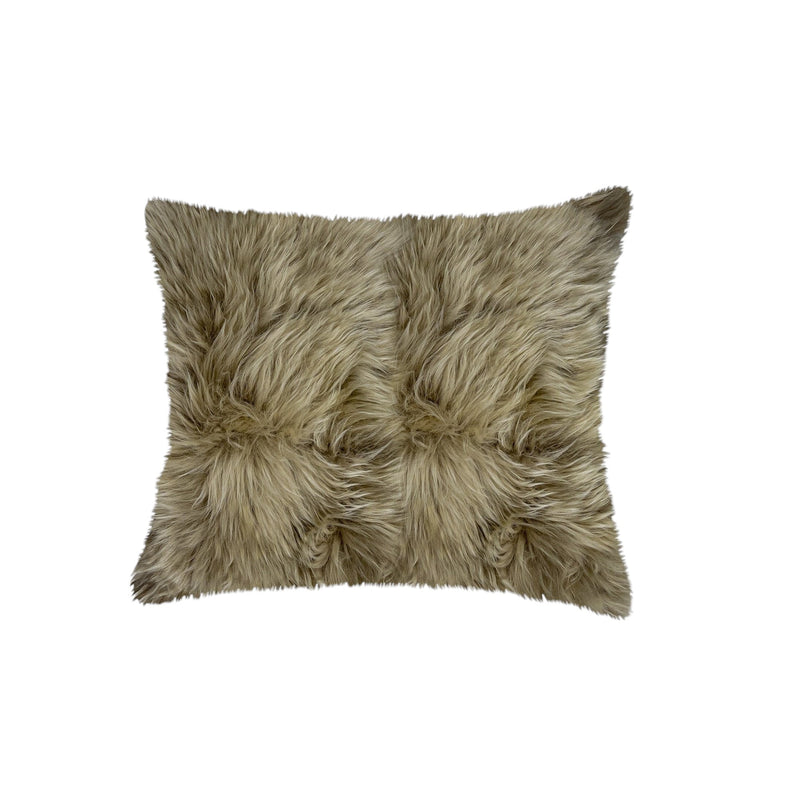 Set of Two 18" Taupe Sheepskin Throw Pillows - Home Decor