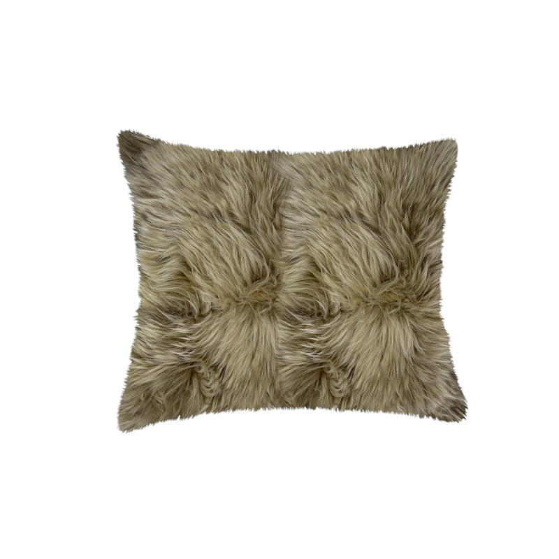 Set of Two 18" Taupe Sheepskin Throw Pillows - Home Decor