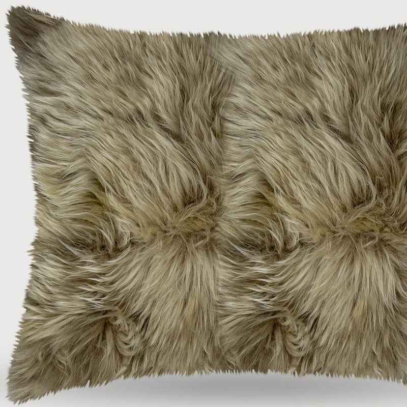 18" Taupe Sheepskin Throw Pillow - Home Decor