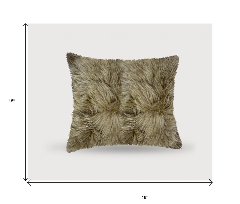 18" Taupe Sheepskin Throw Pillow - Home Decor