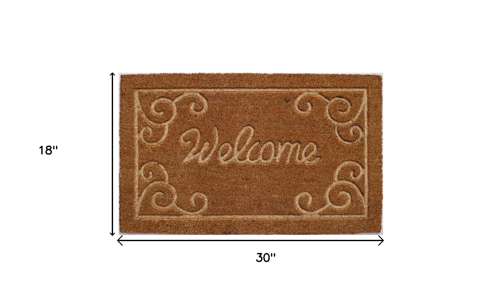 18" X 30" Beige and White Coir Vines Welcome Outdoor Door Mat - Home & Garden