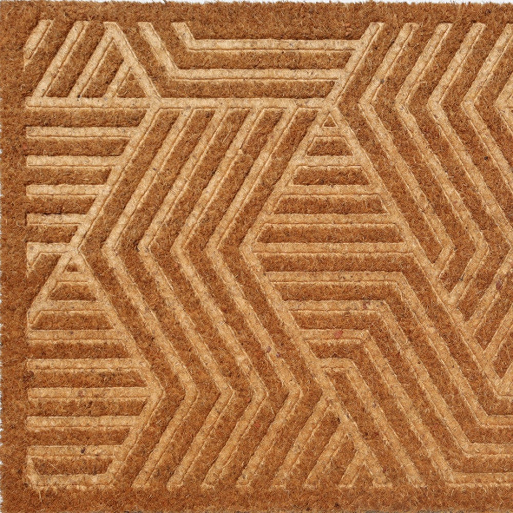 18" X 30" Beige and White Coir Outdoor Door Mat - Home & Garden