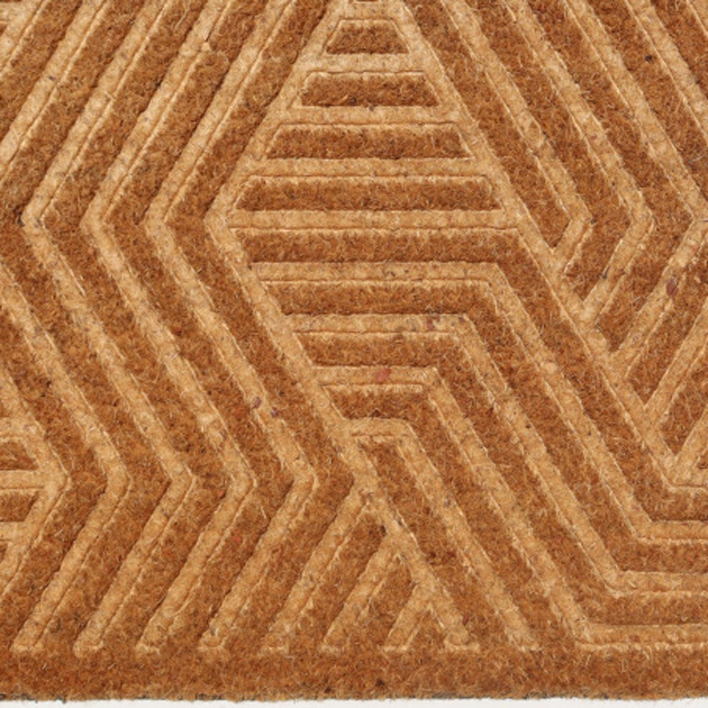 18" X 30" Beige and White Coir Outdoor Door Mat - Home & Garden