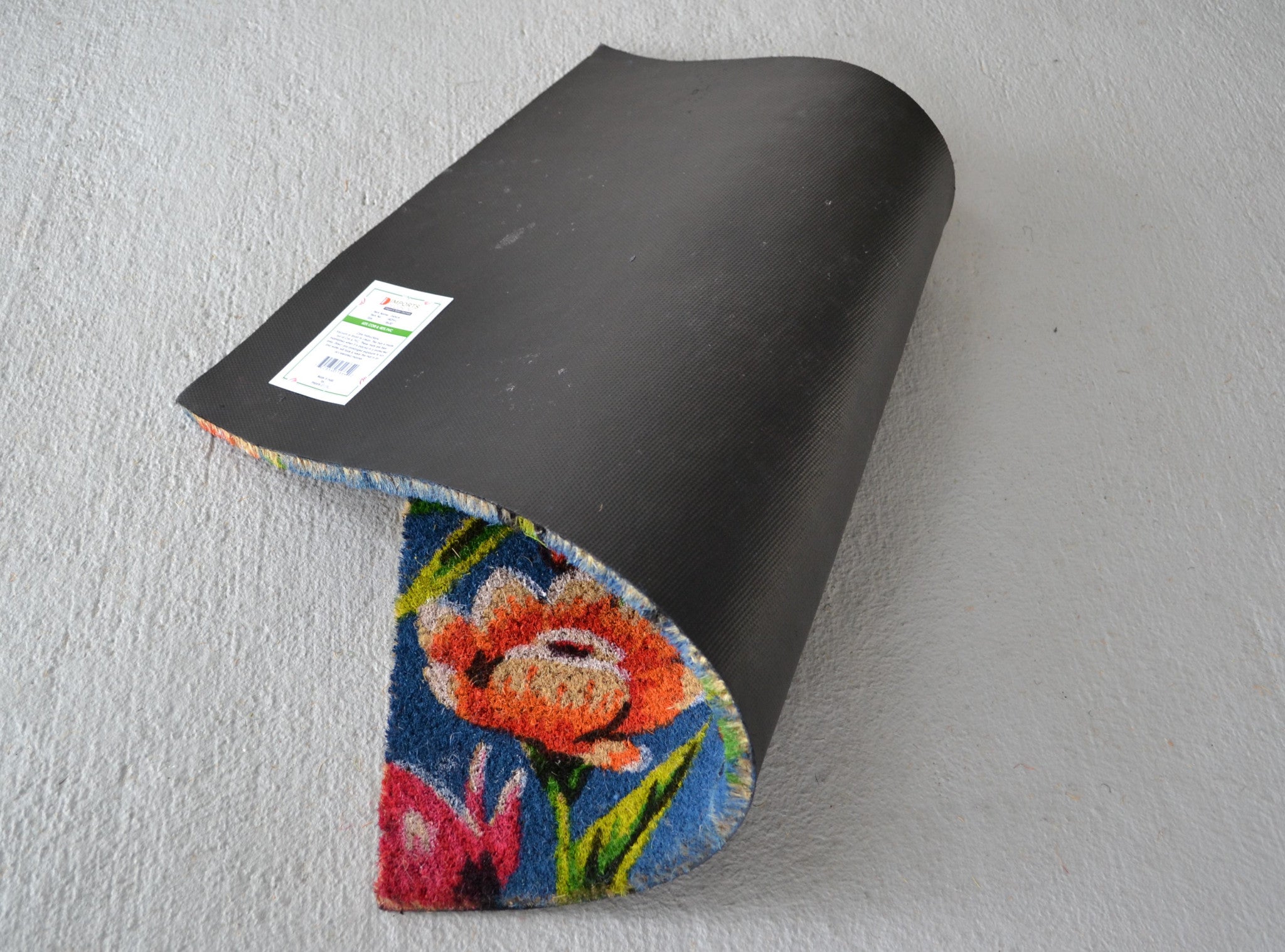 18" X 30" Blue and Pink Coir Floral Outdoor Door Mat - Home & Garden