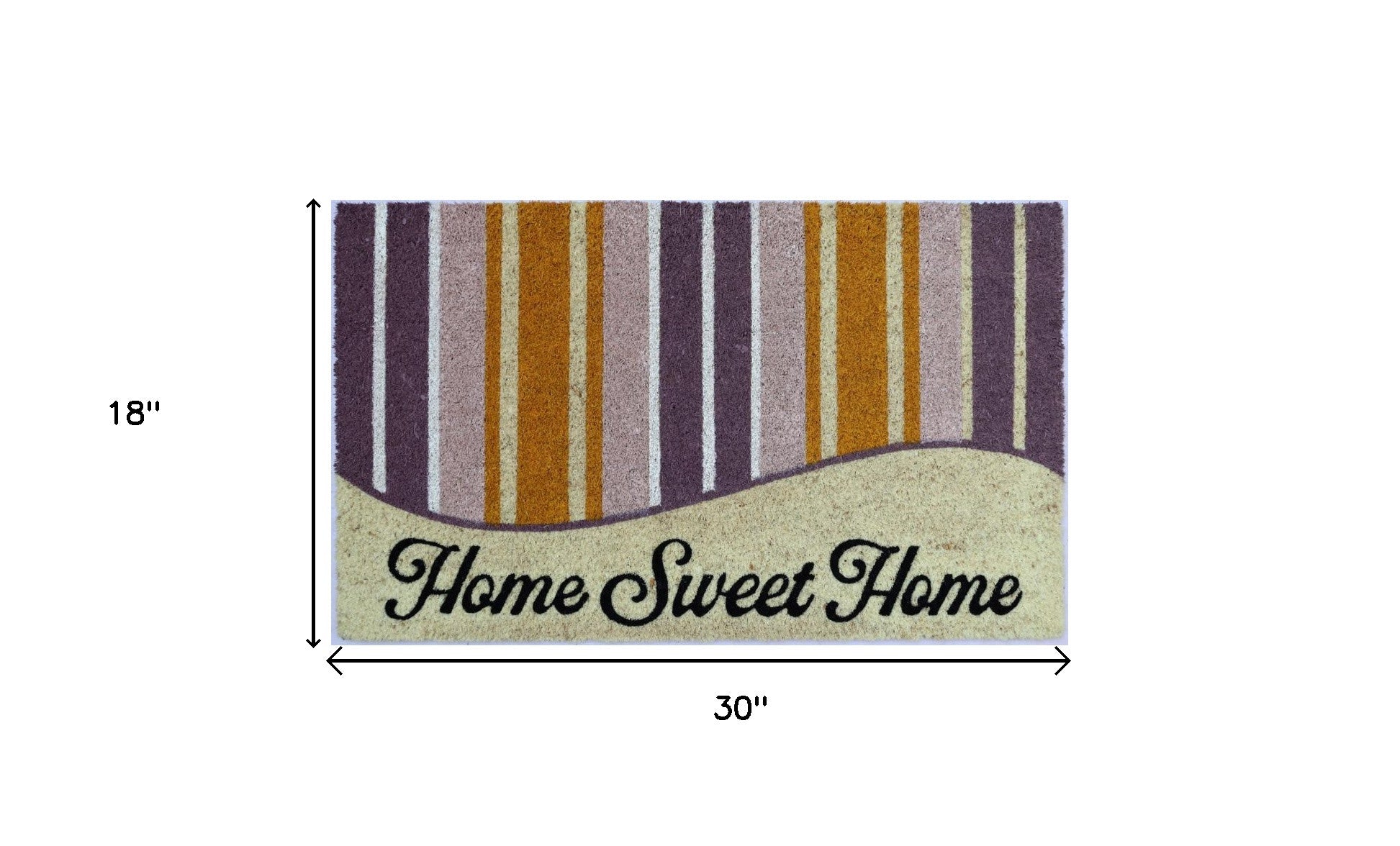 18" X 30" Beige and Black Coir Home Sweet Home Outdoor Door Mat - Home & Garden